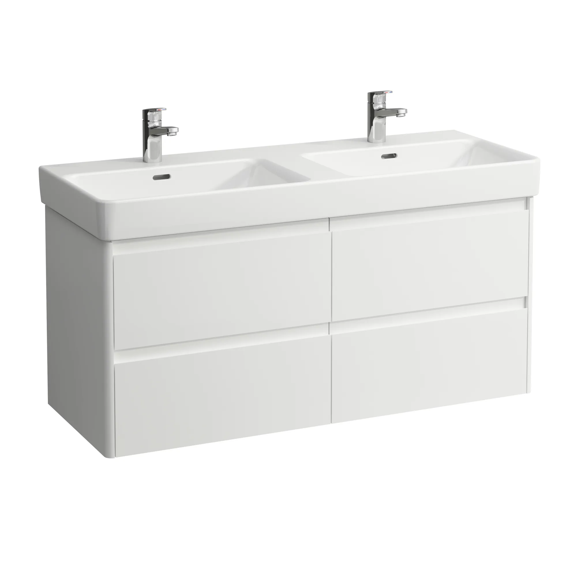 Waschtischunterbau BASE 2.0 für PRO S 446x1168x515 4 Schubladen mit Griffmulde für Waschtisch H814966 weiß matt