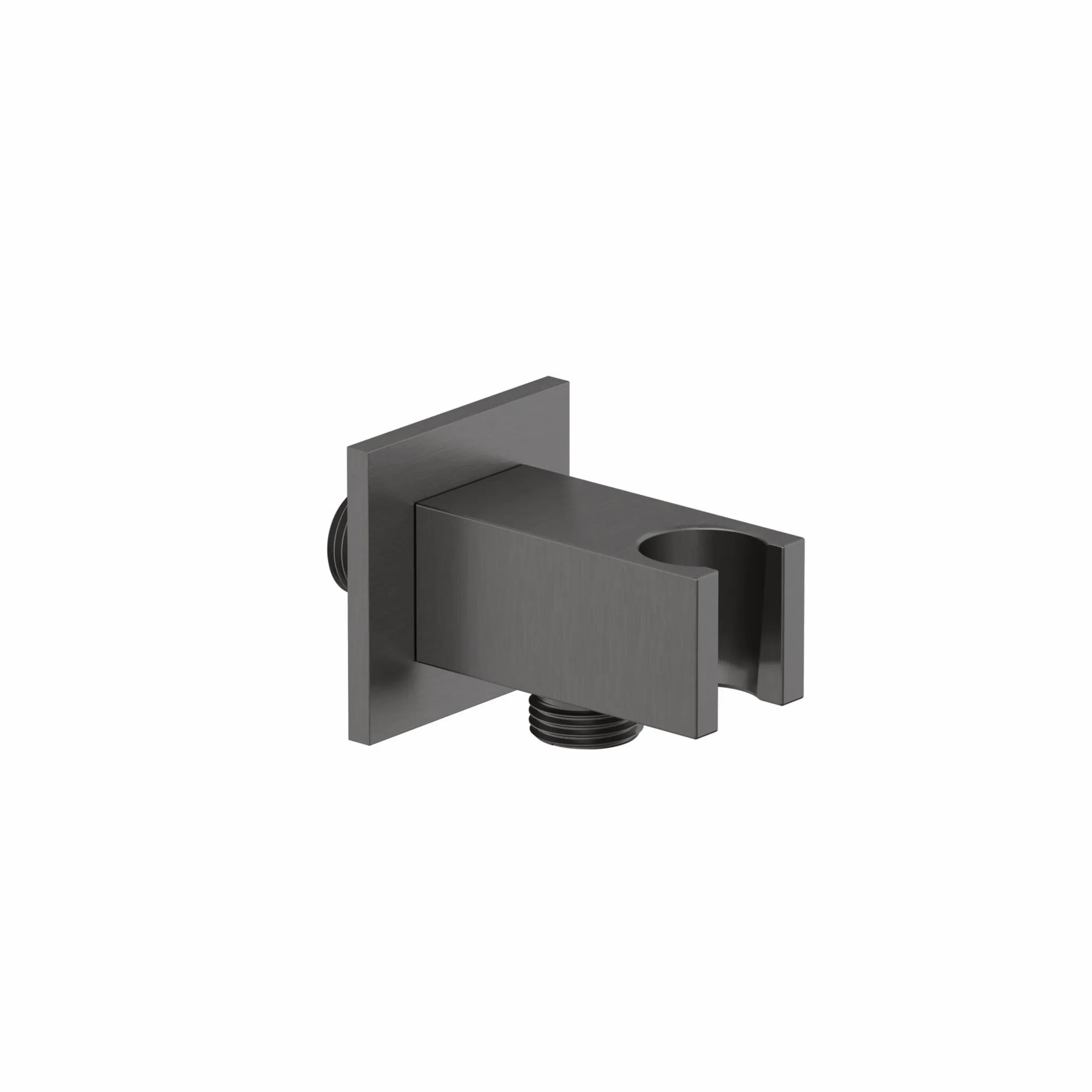 Kludi A-QA Wandanschlussbogen mit Brausehalter, eckig, Brushed Gunmetal PVD, DN 15, Ausladung 48 mm