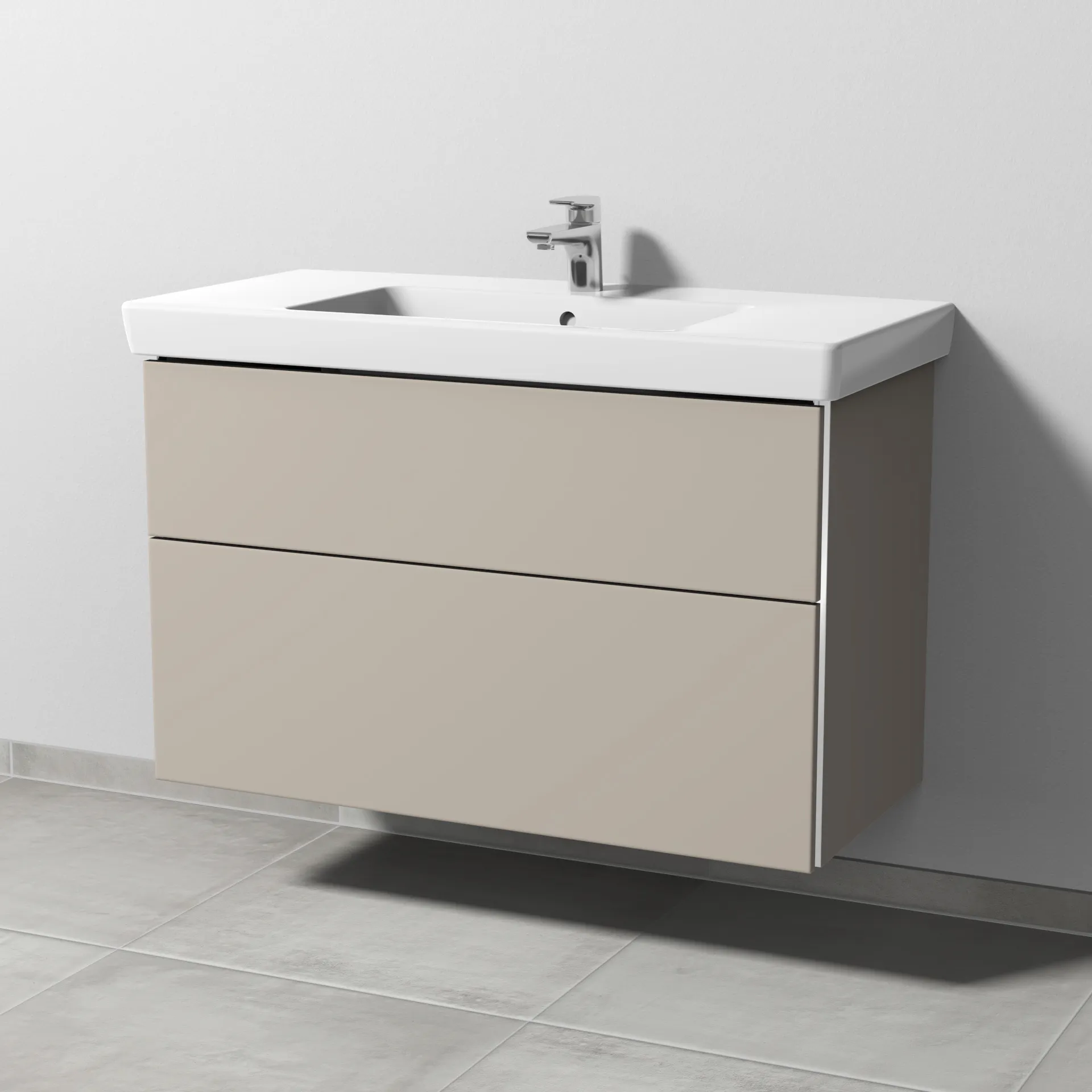 Sanipa Waschtischunterschrank „3way“ passend zu Keramik-Waschtische Subway 2.0 von Villeroy & Boch 950 × 593 × 447 mm in Kaschmir (matt), Becken