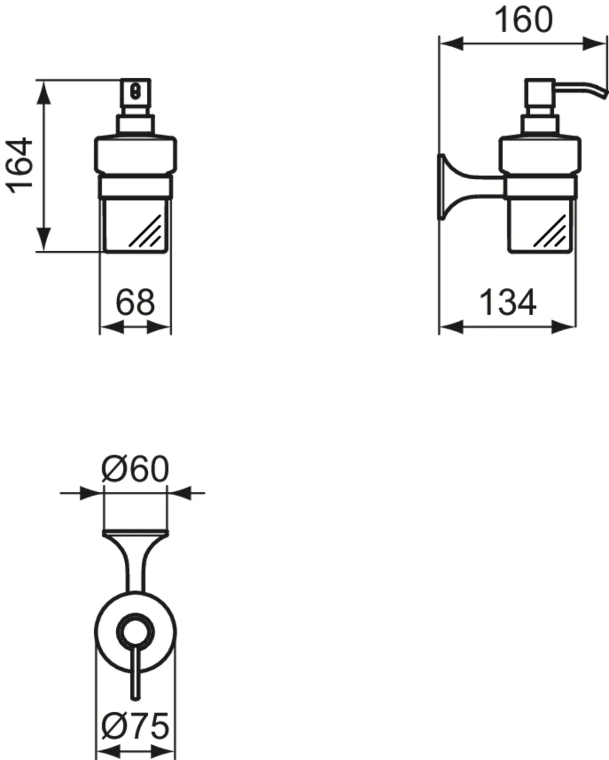 Ideal Standard Spender für Flüssigseife „LaDolceVita“, Befestigung verdeckt 7,5 × 16,4 cm