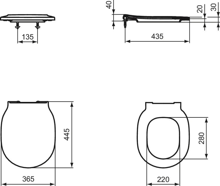 Wand-Tiefspül-WC-Kombipaket Connect Air, AQUABLADE, mit Softclosing, 365x540mm, Weiß