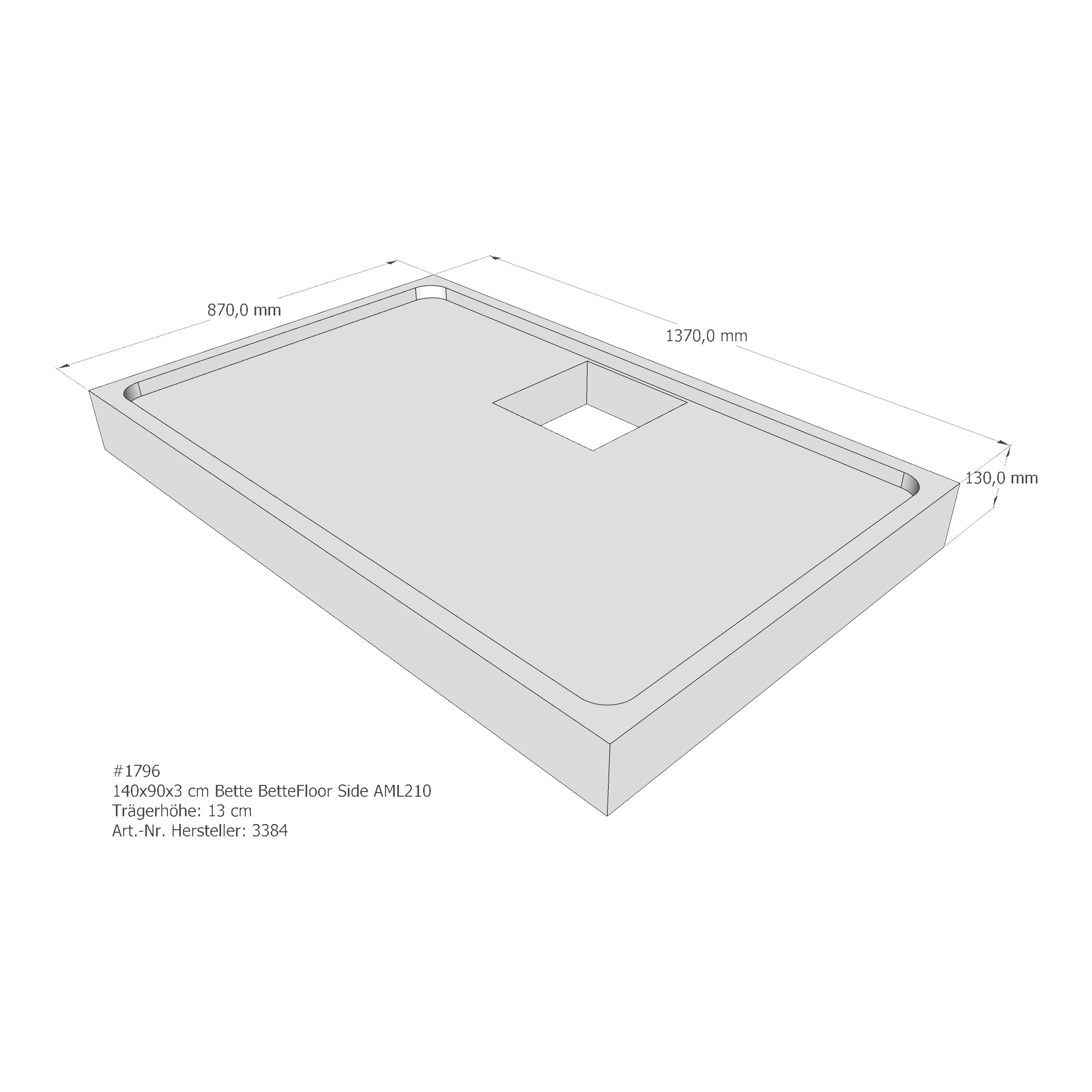 Duschwannenträger für Bette BetteFloor Side 140 × 90 × 3 cm