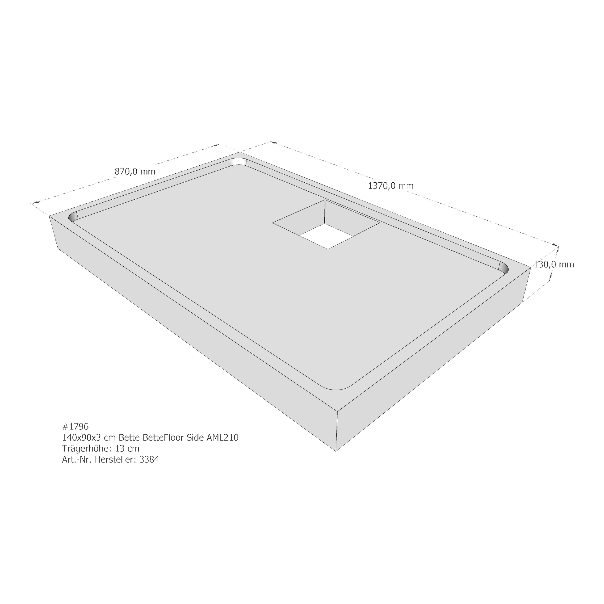 Duschwannenträger für Bette Floor Side 140 × 90 × 3 cm Breite: 90 cm / Länge: 140 cm Duschwannenträger für Bette Floor Side 140 × 90 × 3 cm Breite: 90 cm / Länge: 140 cm