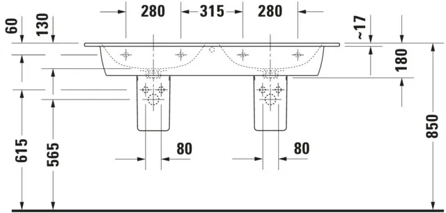 Doppel-Wandwaschtisch „ME by Starck“, mit Überlauf in Weiß Hochglanz Doppel-Wandwaschtisch „ME by Starck“, mit Überlauf in Weiß Hochglanz