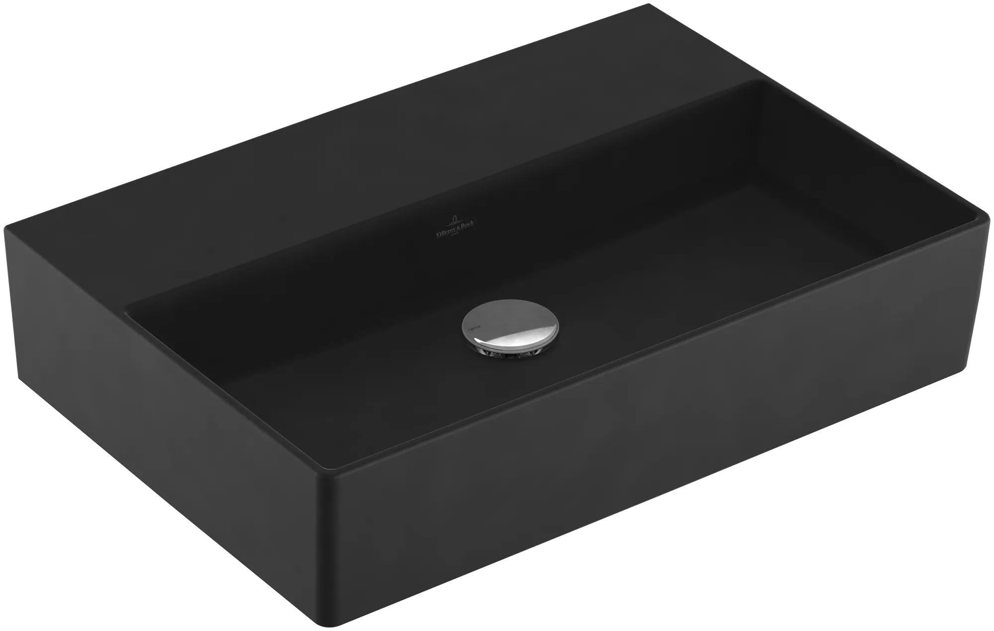 Villeroy & Boch Memento 2.0 Wandwaschbecken Pure Black CeramicPlus, 600x420x135 mm, TitanCeram, matt, für Wandauslaufarmatur