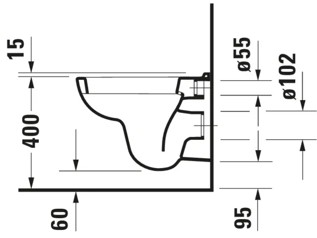 Wand-Tiefspül-WC Compact „D-Code“ 35 × 34 × 48 cm, mit Spülrand