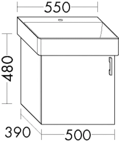 Waschtischunterschrank Sys30 von burgbad - 1 Tür, 480 mm hoch, 500 mm breit, 390 mm tief Waschtischunterschrank Sys30 von burgbad - 1 Tür, 480 mm hoch, 500 mm breit, 390 mm tief