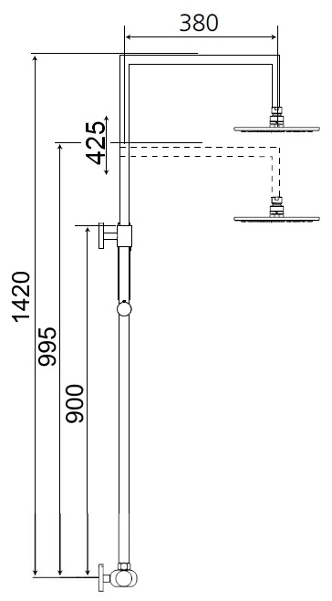 Standbrausegarnitur-Set AqvaShower bestehend aus: - Thermostat-Brause-Armatur 3/4" × 1/2″ Art. 054573950 - Standbrausegarnitur 3/4" - Brausebogen 90° × 90° - Kopfbrause 200 mm, rund - Stabhandbrause, rund - Metall-Brauseschlauch 1500mm × 1/2″ × Standbrausegarnitur-Set AqvaShower bestehend aus: - Thermostat-Brause-Armatur 3/4" × 1/2″ Art. 054573950 - Standbrausegarnitur 3/4" - Brausebogen 90° × 90° - Kopfbrause 200 mm, rund - Stabhandbrause, rund - Metall-Brauseschlauch 1500mm × 1/2″ ×