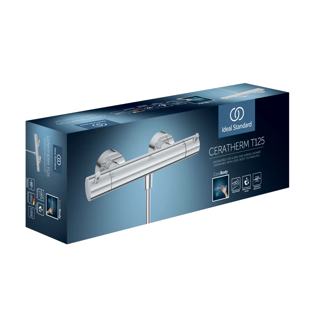 Brausethermostat Aufputz Ceratherm T125 Pin-Griffe Brushed Gold Brausethermostat Aufputz Ceratherm T125 Pin-Griffe Brushed Gold