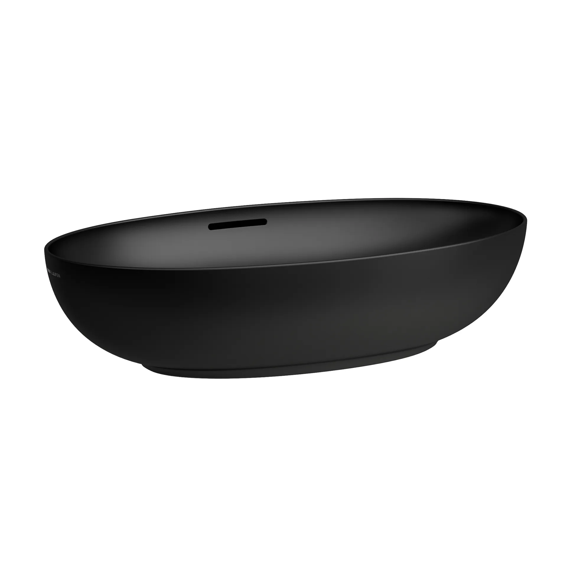 Laufen Waschtisch-Schale ILBAGNOALESSI, oval, 400x700x170 mm, Schwarz matt, ohne Hahnloch, mit Überlaufkanal, inkl. Ablaufventil und Ventilabdeckung