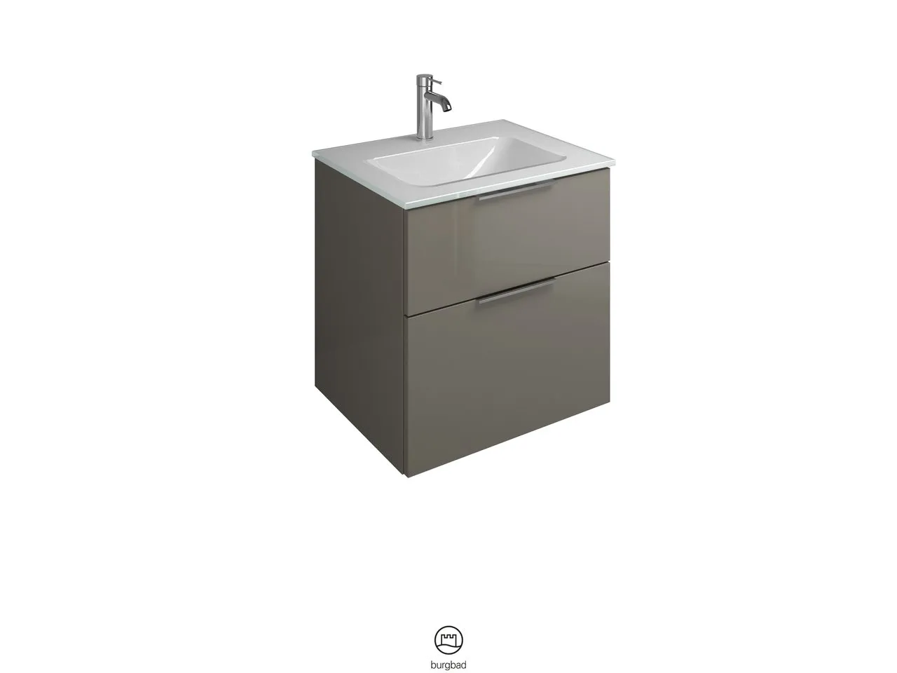 burgbad Badmöbelset Glas-Waschtisch inkl. Waschtischunterschrank „Eqio“ 62 × 61,5 × 49 cm Stangengriff, Chrom (140 / 397 mm), in Eiche Dekor Urban burgbad Badmöbelset Glas-Waschtisch inkl. Waschtischunterschrank „Eqio“ 62 × 61,5 × 49 cm Stangengriff, Chrom (140 / 397 mm), in Eiche Dekor Urban