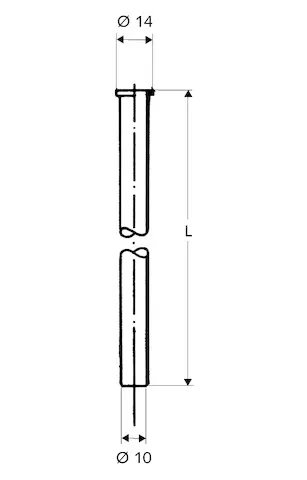 Kupferrohr Ø 10 mm, Einerseits mit Bördel Ø 14 mm für G 3/8 Überwurfmutter, andererseits glatt, 500 mm, chrom