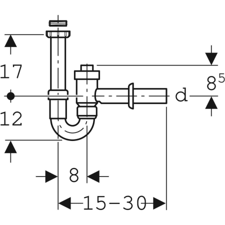 Rohrbogengeruchsverschluss für Waschbecken, absperrbar, mit Rückflussverhinderung, Abgang horizontal: d=50mm, G=1 1/2″, weiß-alpin