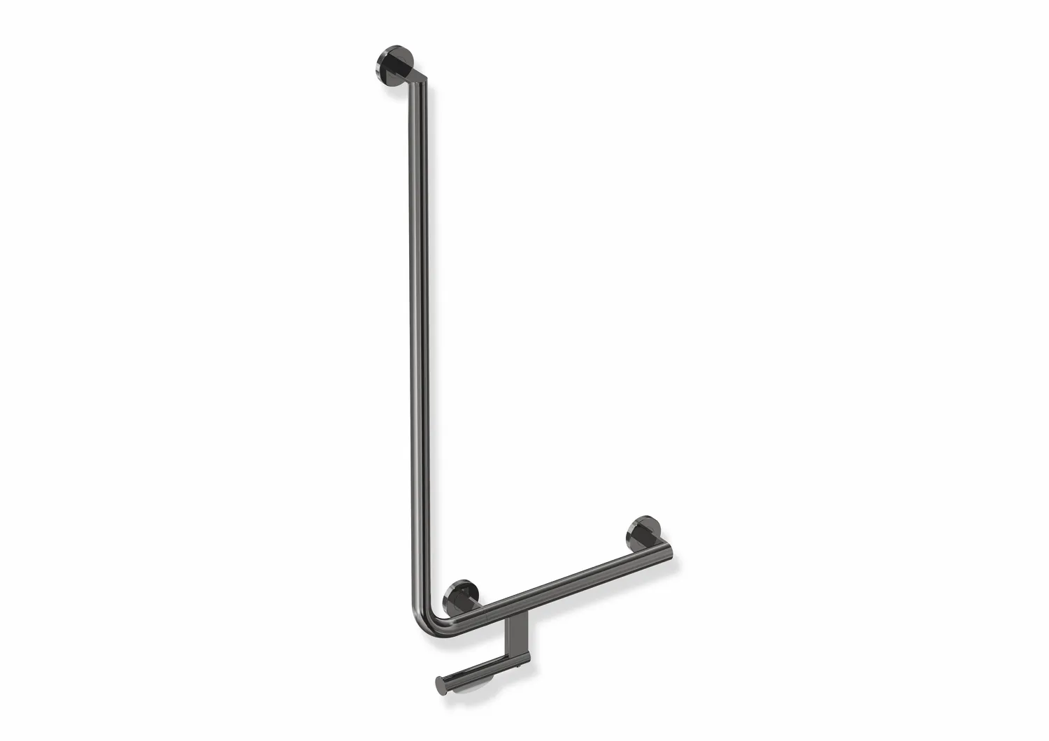 HEWI Winkelgriff mit WC-Papierrollenhalter, System 900, Edelstahl, PVD schwarzchr glzd