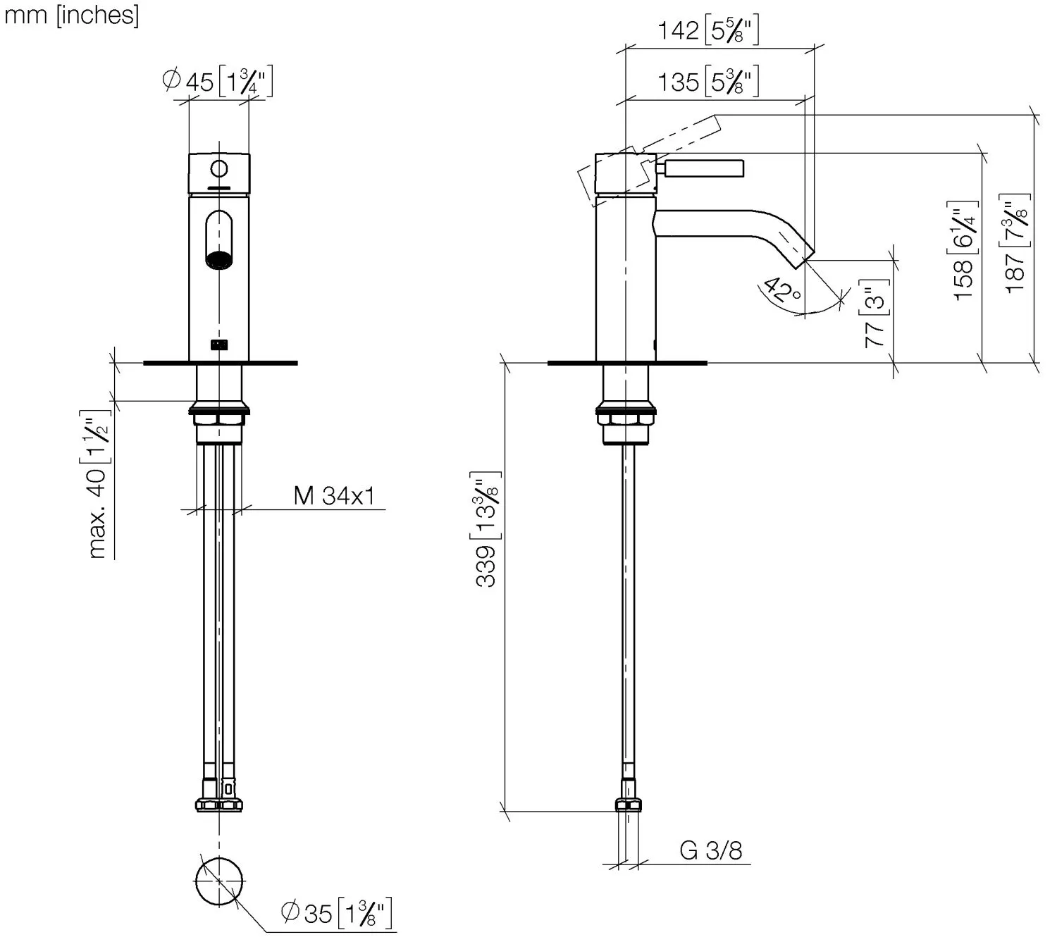 Waschtisch-Einhandbatterie ohne Ablaufgarnitur META Chrom 33522660