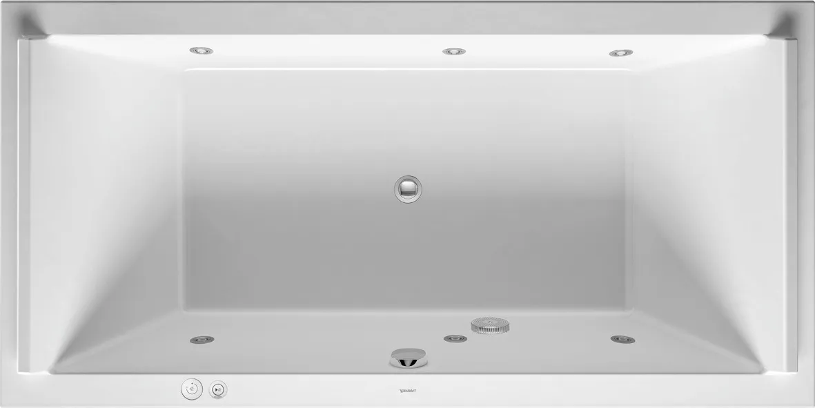 Duravit Whirlwanne „Starck“ rechteck 2000 × 1000 mm, Mittelablauf mit Jet-System, in Weiß Ablauf: Mittelablauf / Größe: 200 × 100 cm / Whirlsystem: mit Jet-System Duravit Whirlwanne „Starck“ rechteck 2000 × 1000 mm, Mittelablauf mit Jet-System, in Weiß Ablauf: Mittelablauf / Größe: 200 × 100 cm / Whirlsystem: mit Jet-System