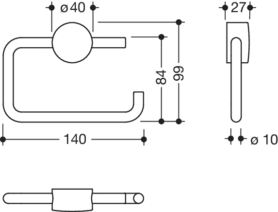 HEWI Toilettenpapierhalter „System 815“ 14 × 2,2 × 9,9 cm HEWI Toilettenpapierhalter „System 815“ 14 × 2,2 × 9,9 cm