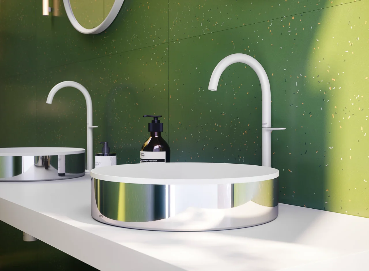 Hansgrohe AXOR Suite Aufsatzwaschtisch 400 mm, SolidSurface, Chrom, ohne Hahnloch und Überlauf, CE-konform