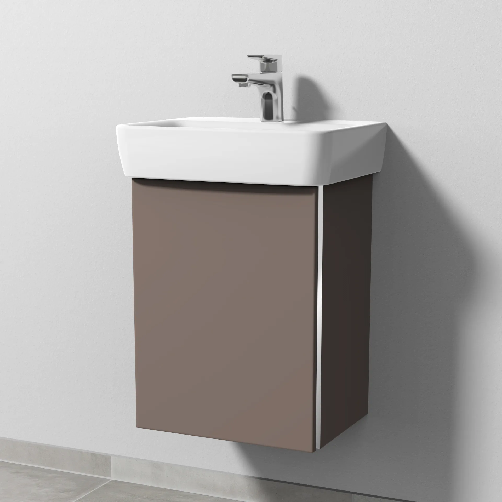 Sanipa Waschtischunterschrank „3way“ passend zu Keramik-Waschtische Renova Plan von Geberit 390 × 520 × 302 mm in Taupe (matt), Anschlag links