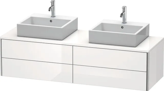 Duravit Waschtischunterschrank wandhängend „XSquare“ 160 × 40 × 54,8 cm Becken: links und rechts / Front- & Korpusfarbe: Weiß Hochglanz / Größe: 160 × 54,8 × 40 cm / Oberfläche: Dekor / Profile: Chrom / Schubladen: 4 Duravit Waschtischunterschrank wandhängend „XSquare“ 160 × 40 × 54,8 cm Becken: links und rechts / Front- & Korpusfarbe: Weiß Hochglanz / Größe: 160 × 54,8 × 40 cm / Oberfläche: Dekor / Profile: Chrom / Schubladen: 4