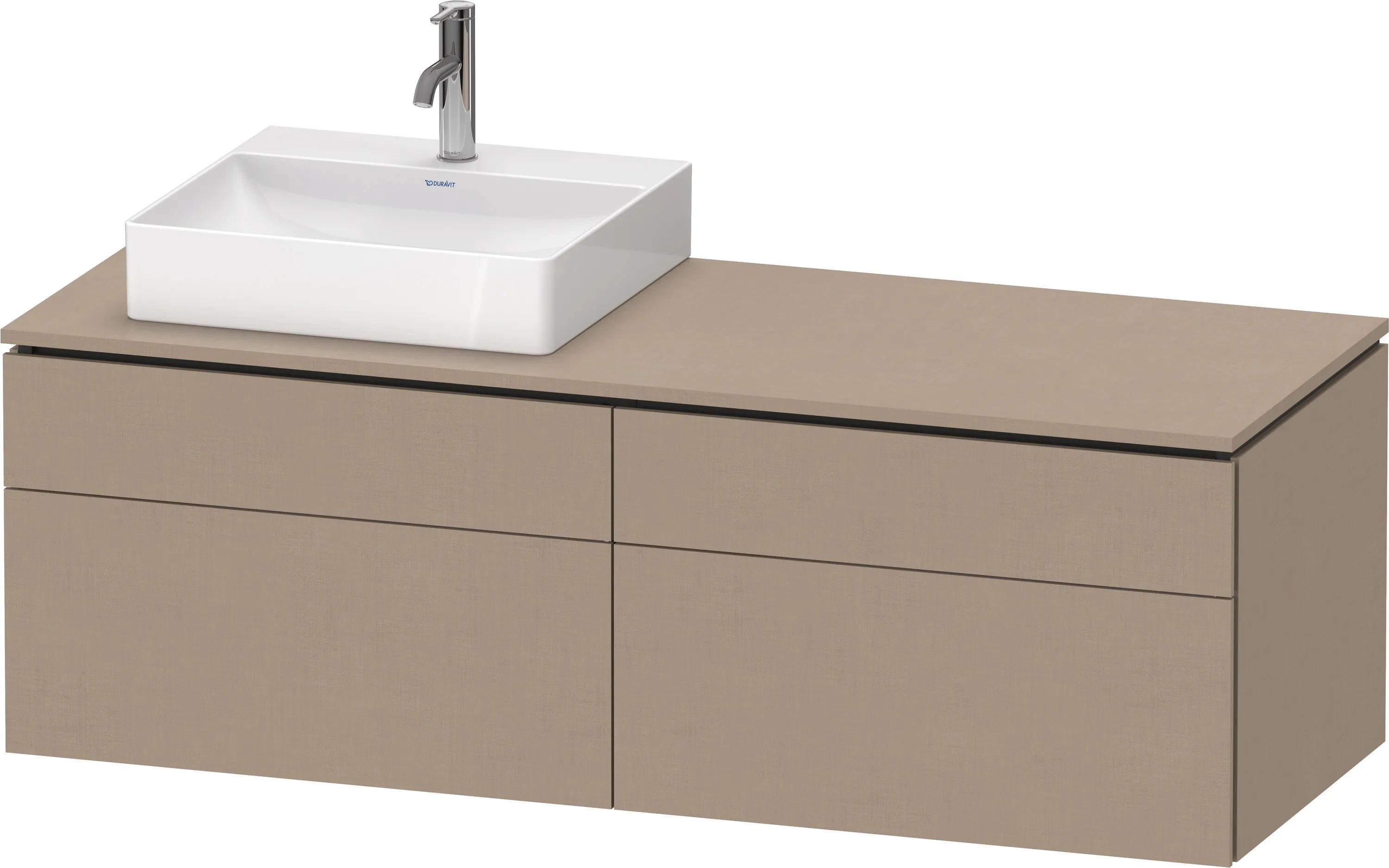 Duravit Waschtischunterschrank wandhängend „L-Cube“ 142 × 48,2 × 55 cm Leinen, links