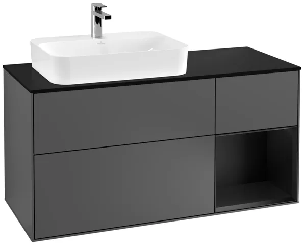 Villeroy & Boch Waschtischunterschrank „Finion“ für Schrankwaschtisch 1200 × 603 × 501 mm Anthracite Matt Lacquer, für Becken links