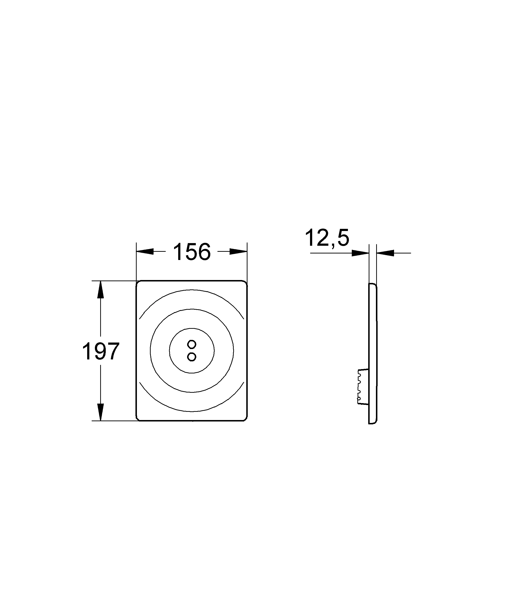 Abdeckplatte Tectron Surf 42193, ohne Tectron-Electronic, 156 × 197 mm, chrom