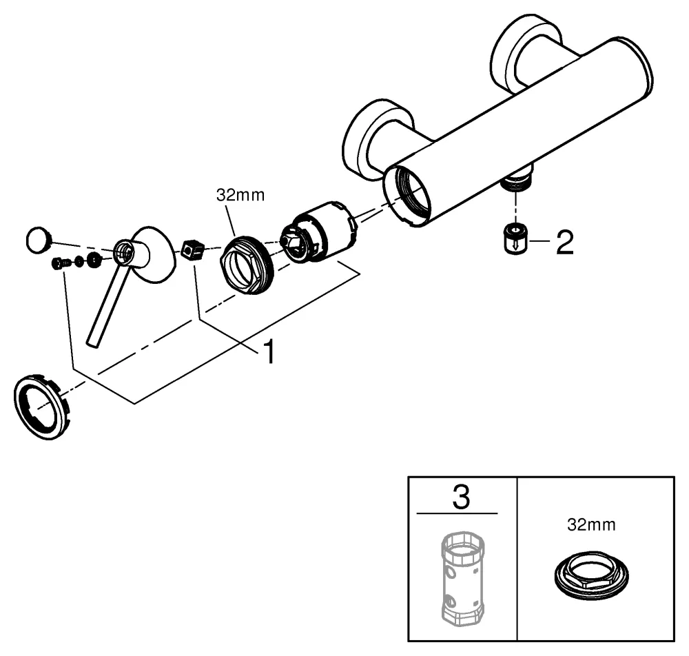 Einhand-Brausebatterie Atrio 24366, Wandmontage, eigensicher, chrom