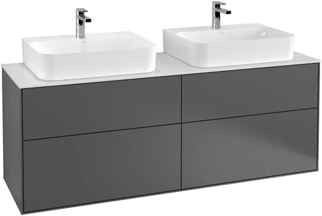 Villeroy & Boch Waschtischunterschrank „Finion“ für Schrankwaschtisch 160 × 60,3 × 50,1 cm 4 Schubladen, für 2 Waschbecken, inkl. Beleuchtung