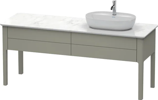 Duravit Waschtischunterschrank bodenstehend „Luv“ 173,3 × 74,3 × 57 cm Becken: rechts / Front- & Korpusfarbe: Steingrau Seidenmatt / Größe: 173,3 × 57 × 74,3 cm / Schubladen: 2 Duravit Waschtischunterschrank bodenstehend „Luv“ 173,3 × 74,3 × 57 cm Becken: rechts / Front- & Korpusfarbe: Steingrau Seidenmatt / Größe: 173,3 × 57 × 74,3 cm / Schubladen: 2