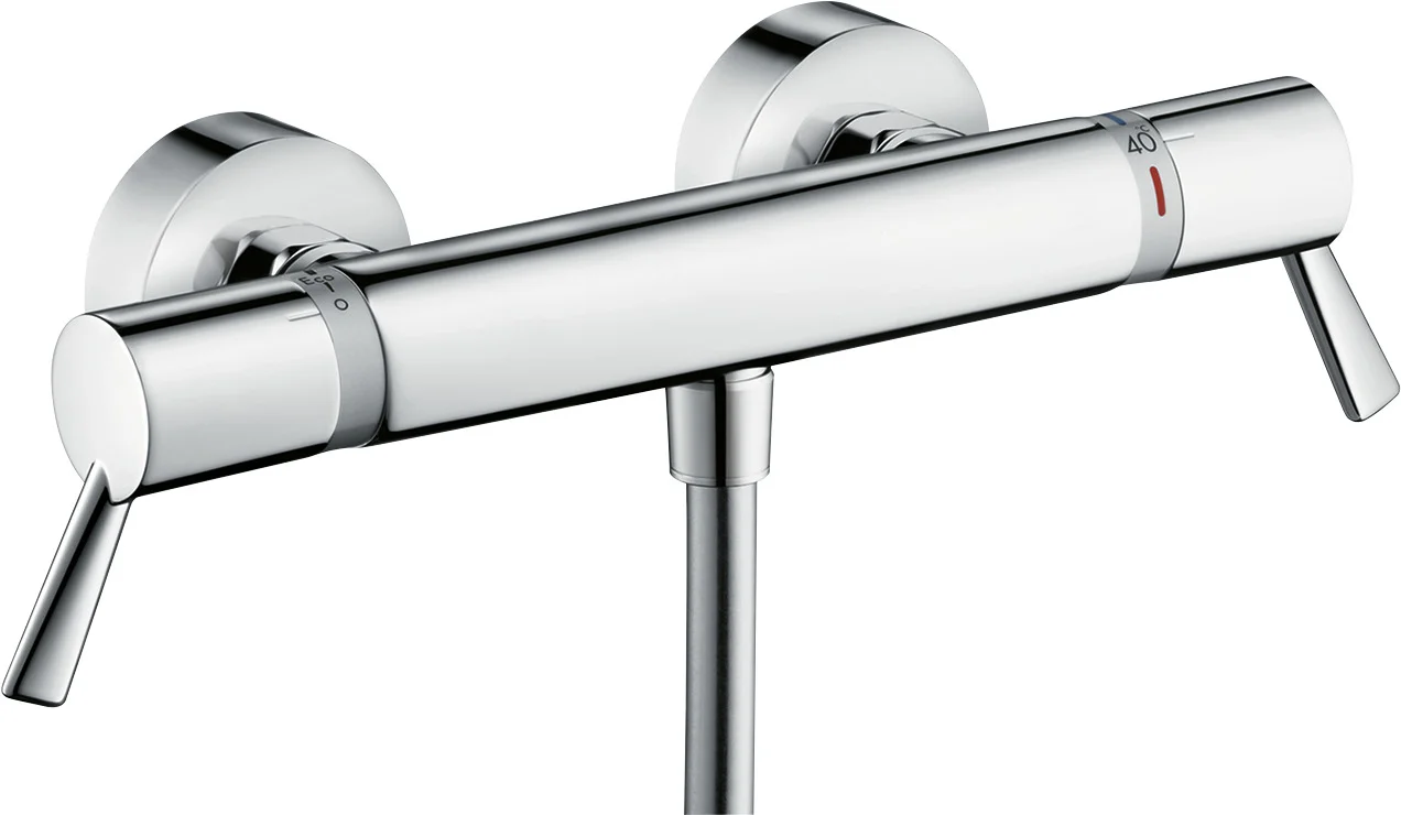 Hansgrohe Ecostat Comfort Brausethermostat Care Aufputz Chrom, DN15, extra lange barrierefreie Griffe, Keramikventil 180°, max. Durchfluss 17 l/min, Geräuschgruppe I