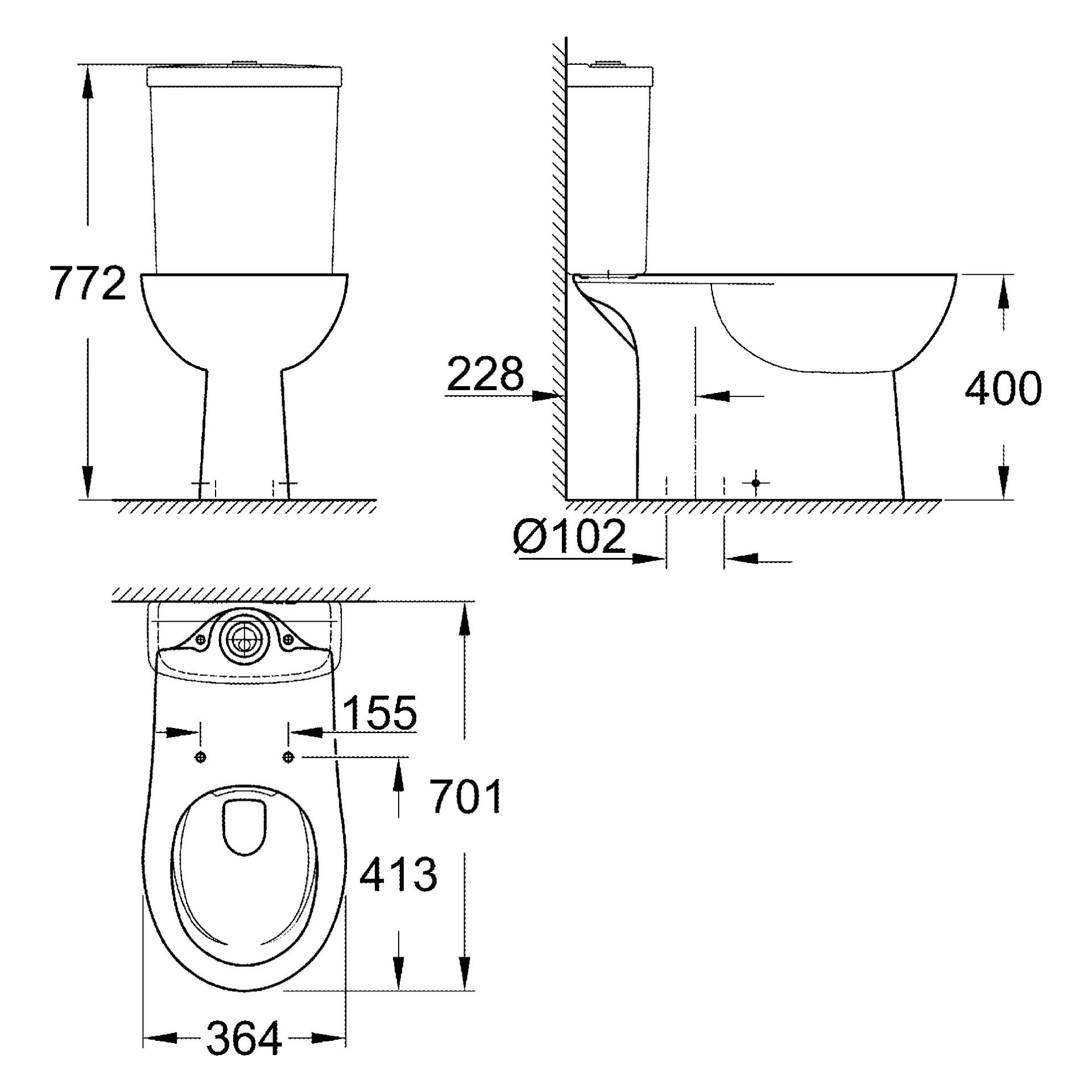 Stand-Tiefspül-WC Bau Keramik 39429, Abgang senkrecht, spülrandlos, ohne Spülkasten, aus Sanitärkeramik, alpinweiß