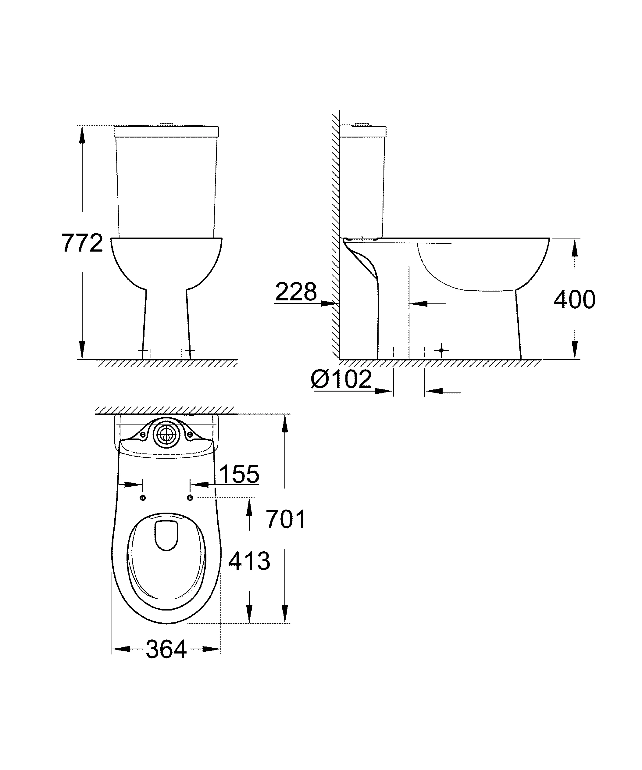 Stand-Tiefspül-WC Bau Keramik 39429, Abgang senkrecht, spülrandlos, ohne Spülkasten, aus Sanitärkeramik, alpinweiß