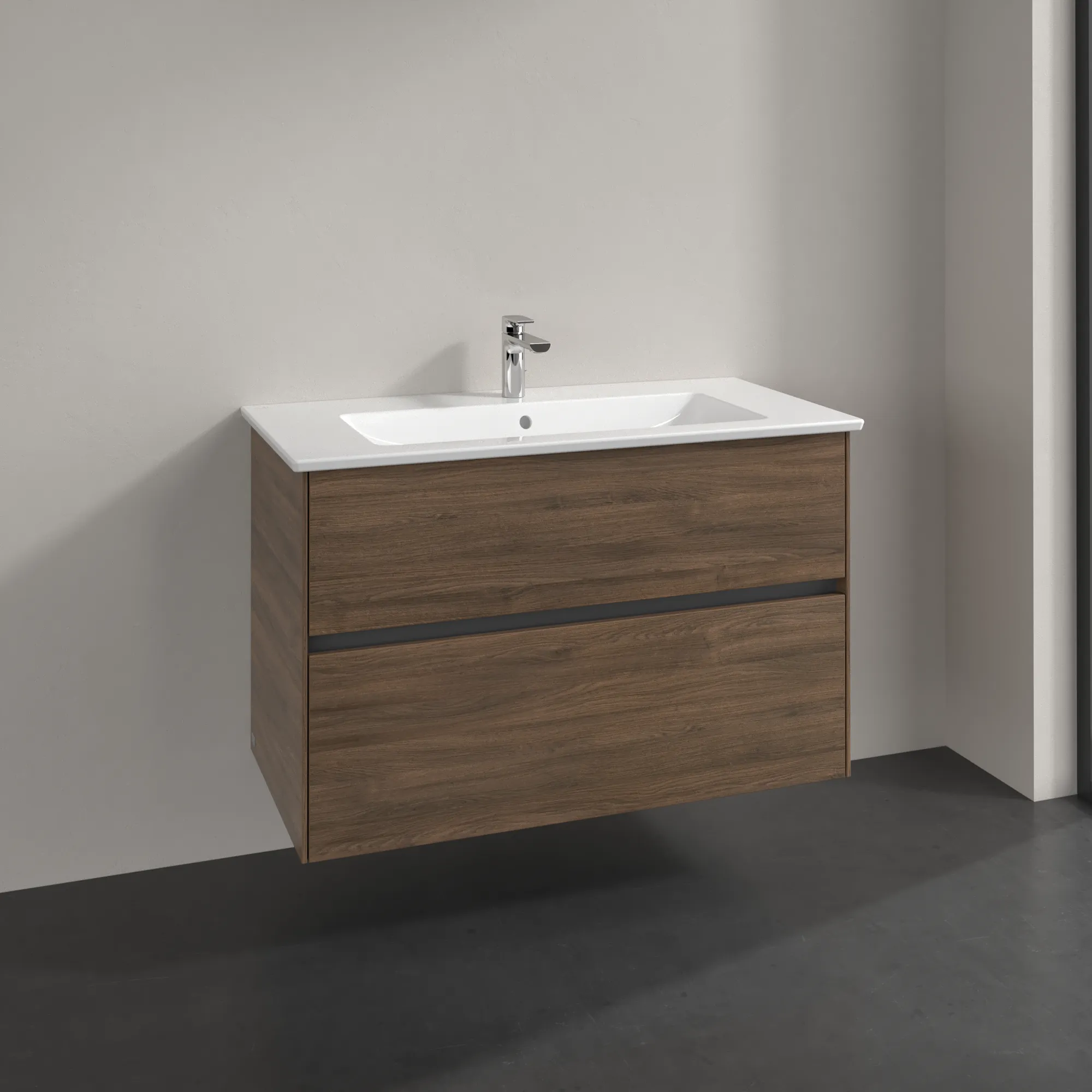 Villeroy & Boch Waschtischunterschrank „Collaro“ 961 × 610 × 480 mm Arizona Oak, ohne Beleuchtung, für Becken mittig