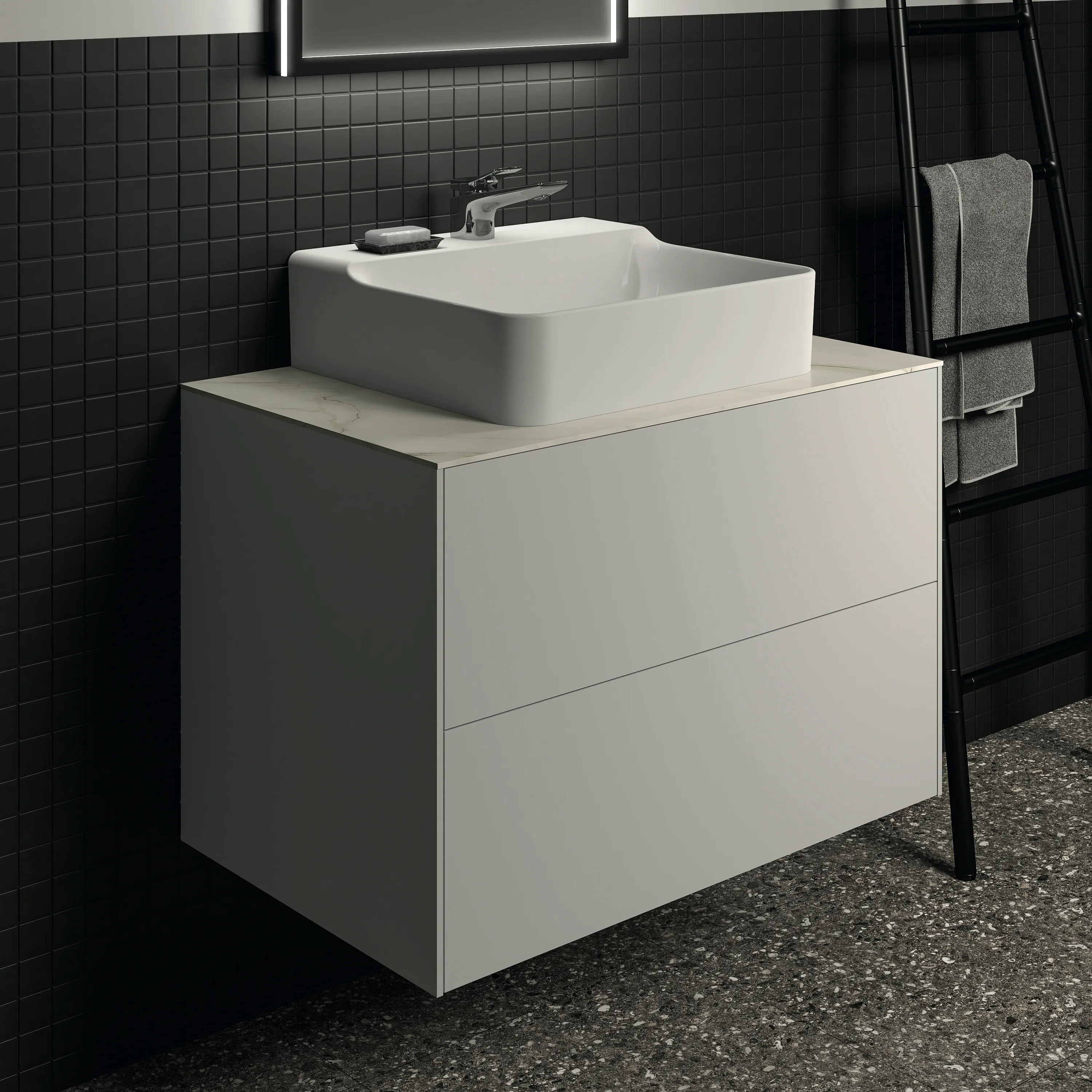 Ideal Standard Waschtischunterschrank Conca, 2 Auszüge, ohne Platte, 800x505x540mm, Weiß