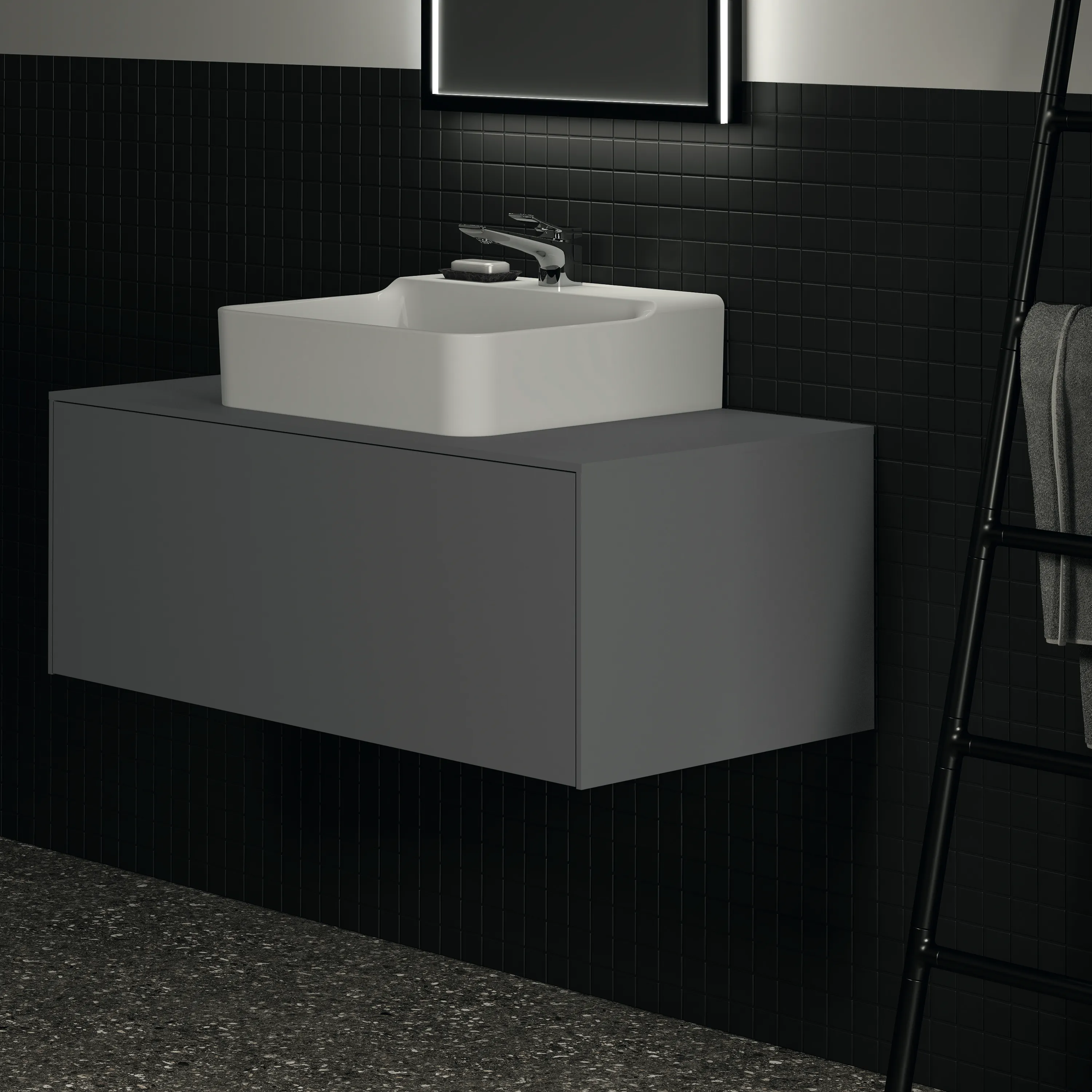 Ideal Standard Waschtischunterschrank „Conca“ 100,2 × 37 × 50,5 cm Anthrazit matt lackiert Ideal Standard Waschtischunterschrank „Conca“ 100,2 × 37 × 50,5 cm Anthrazit matt lackiert