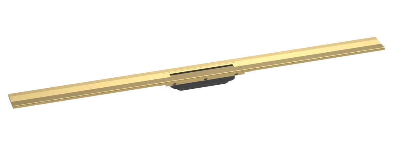 Hansgrohe RainDrain Flex Duschrinne 1200 mm, wandangebunden, Polished Gold Optic, höhenverstellbar um 10 mm, bis zu 60 l/min Ablaufleistung