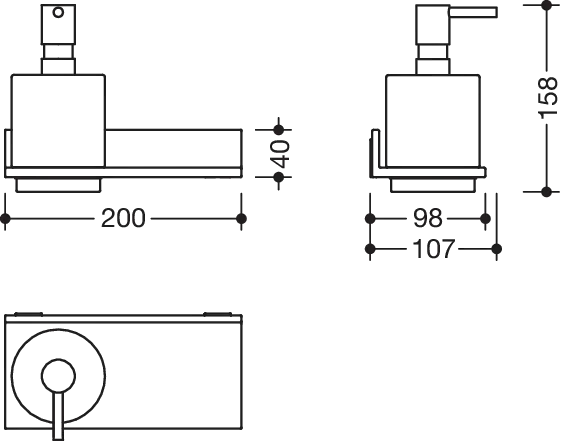 Ablage mit Seifen- oder Desinfektionsspender, Metall, pulverbeschichtet, Seifenspender aus Kristallglas, satiniert, Pumpenkopf pulverbeschichtet, Füllmenge ca. 250 ml, Breite 200 mm, Höhe 158 mm, Tiefe 98 mm, in Farbe DC (Schwarz tiefmatt) Ablage mit Seifen- oder Desinfektionsspender, Metall, pulverbeschichtet, Seifenspender aus Kristallglas, satiniert, Pumpenkopf pulverbeschichtet, Füllmenge ca. 250 ml, Breite 200 mm, Höhe 158 mm, Tiefe 98 mm, in Farbe DC (Schwarz tiefmatt)