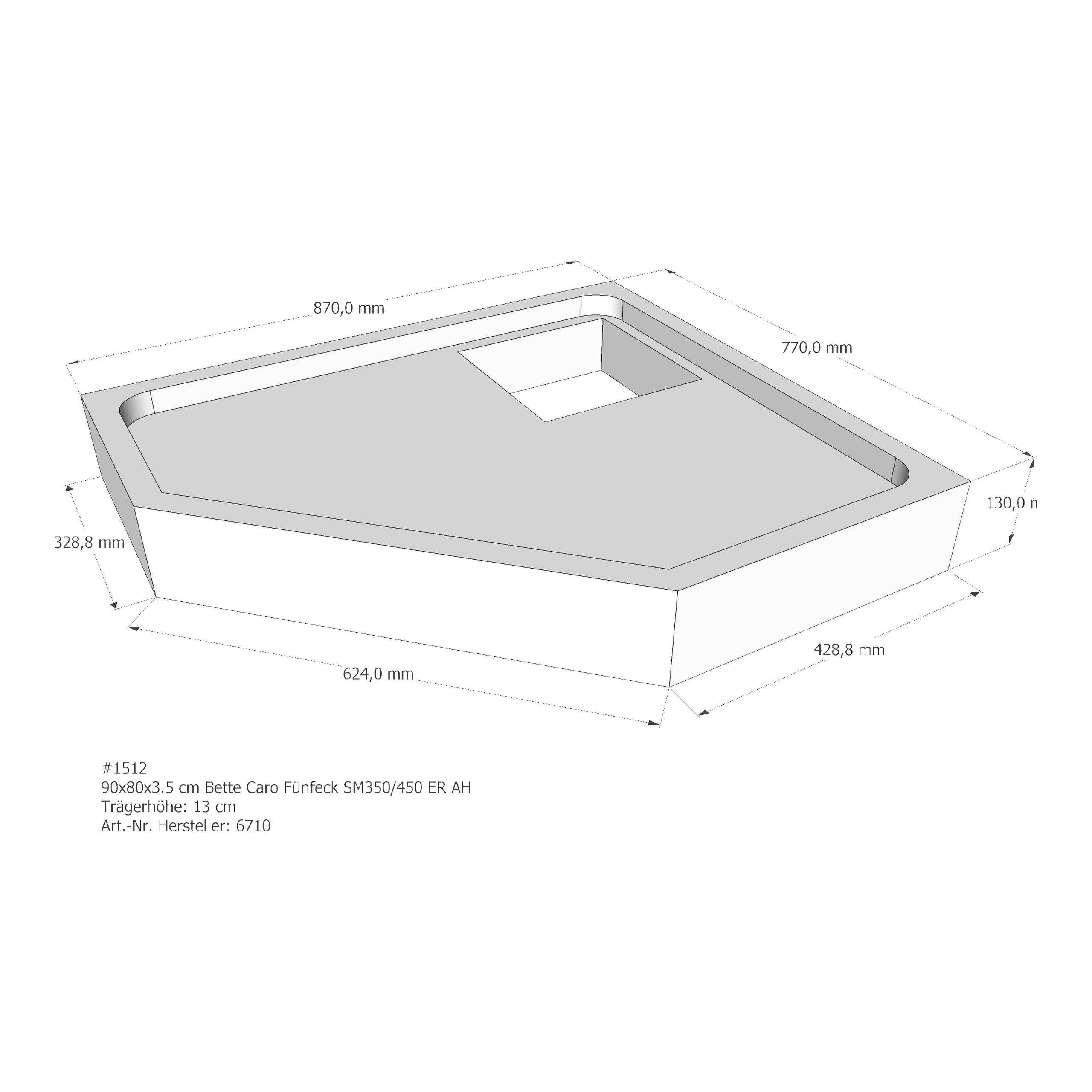 Duschwannenträger für Bette BetteCaro 90 × 80 × 3,5 cm