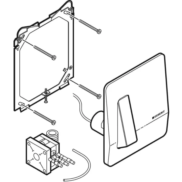Urinalsteuerung mit pneumatischer Spülauslösung, Highline Betätigungsplatte: gebürstet Urinalsteuerung mit pneumatischer Spülauslösung, Highline Betätigungsplatte: gebürstet
