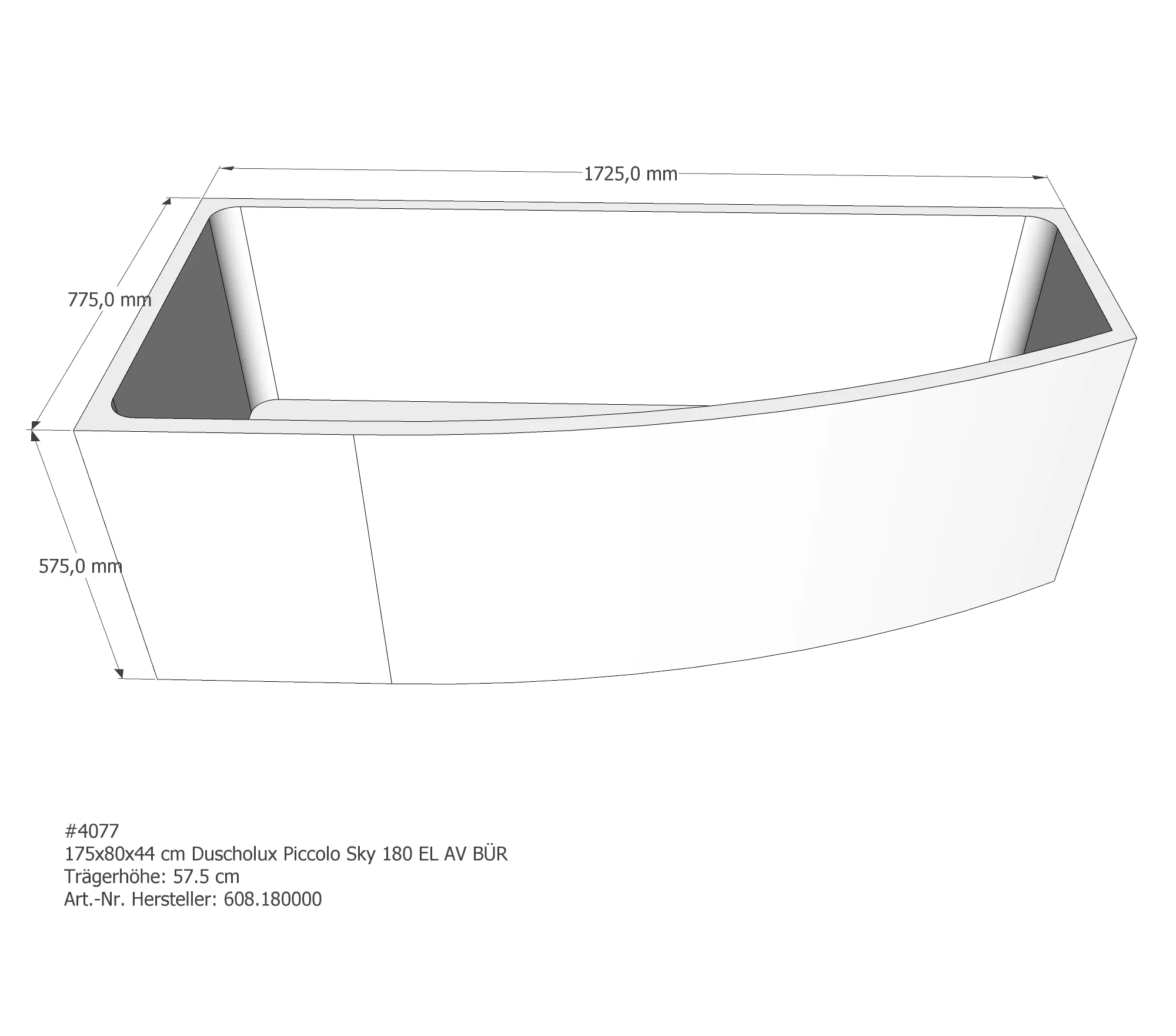 Badewannenträger für Duscholux Piccolo Sky 180 175 × 80 × 44 cm Badewannenträger für Duscholux Piccolo Sky 180 175 × 80 × 44 cm