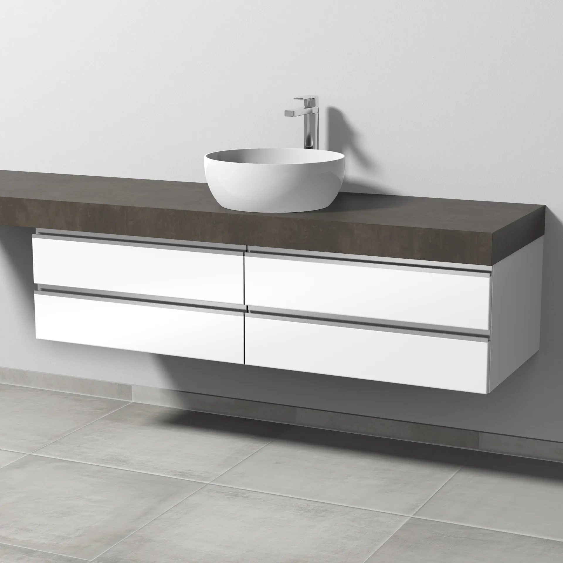 Sanipa Waschtischunterschrank „2morrow“ 1400 × 340 × 520 mm in Weiß (glanz)