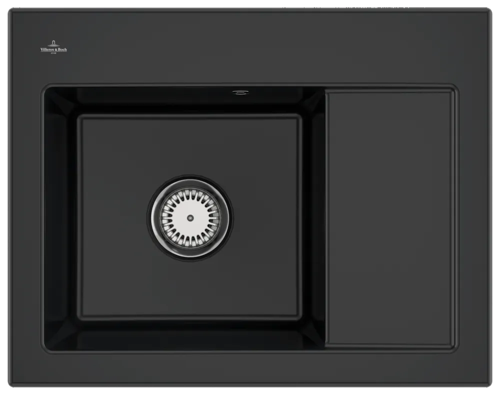 Villeroy & Boch Einbau-Küchenspülbecken „Subway“ 45 Compact 650 × 510 × 220 mm, für Becken links in Pure Black