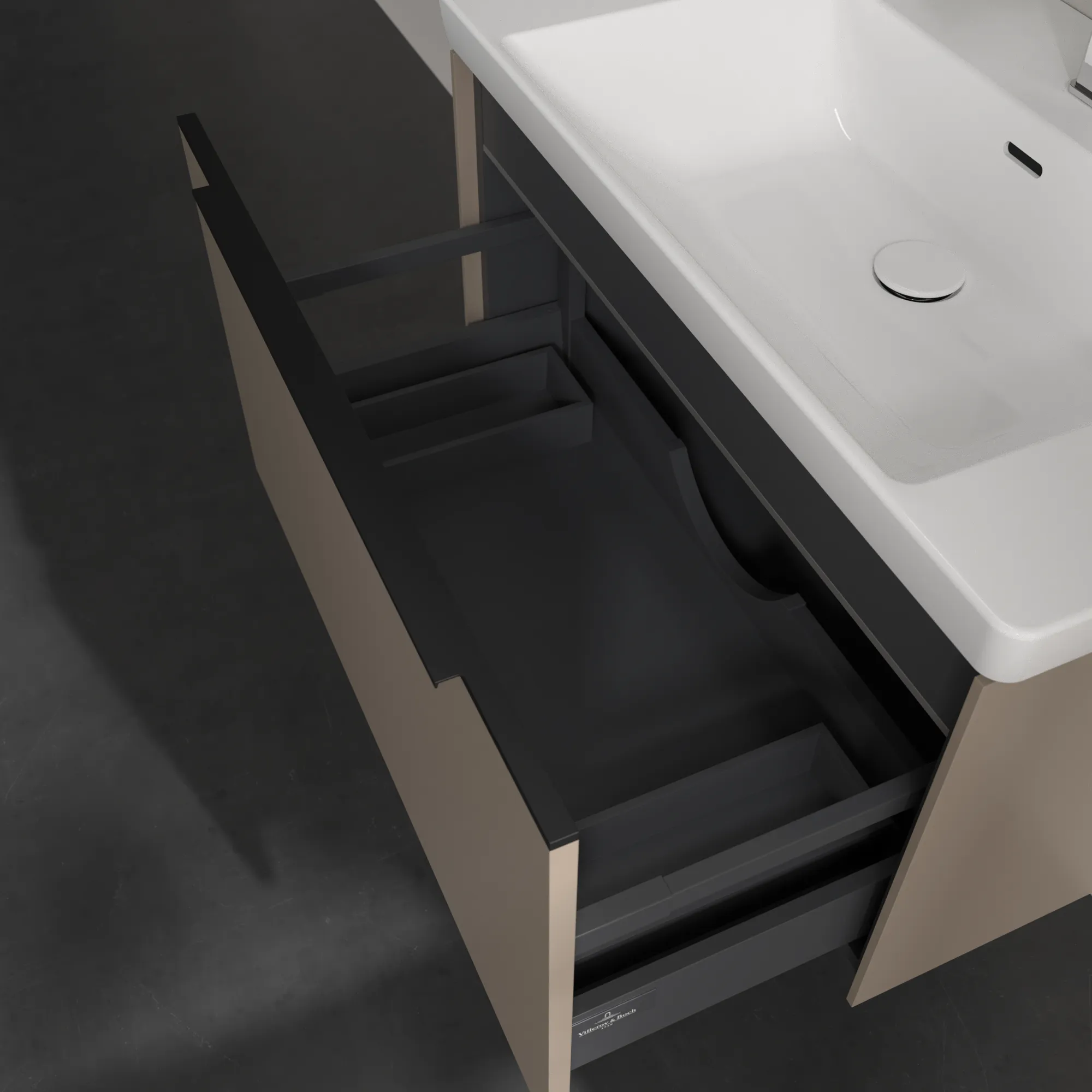 Villeroy & Boch Waschtischunterschrank „Subway 3.0“ für Schrankwaschtisch 772 × 429 × 478 mm Taupe, für Becken mittig