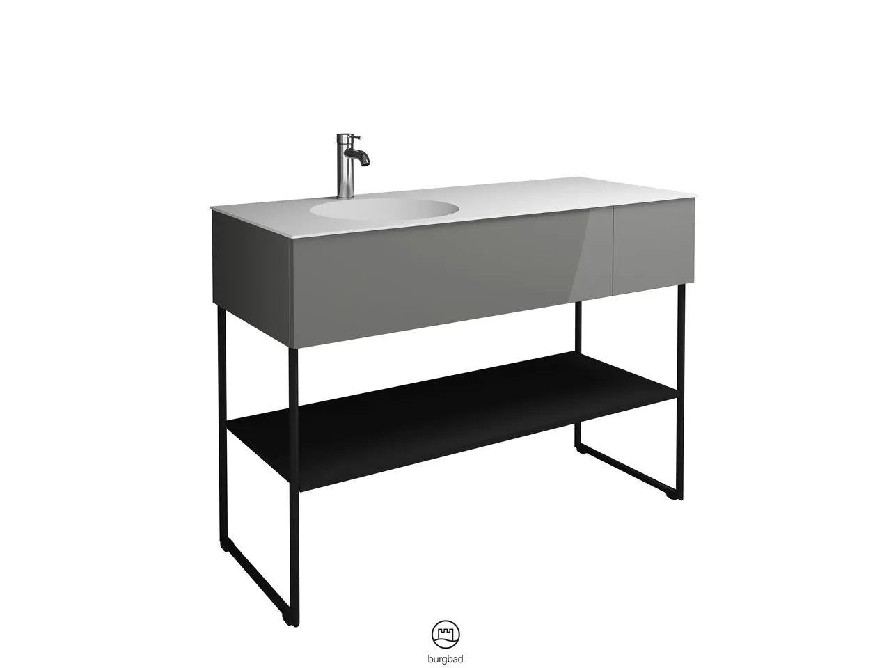 burgbad Coco HGL Waschtischset SFHQ120, Mineralguss, 505x1206x870