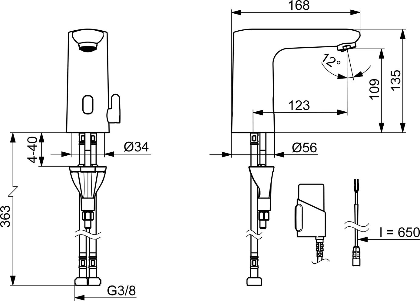 Waschtischbatterie, 3 V, Bluetooth ELECTRA 9260 Chrom