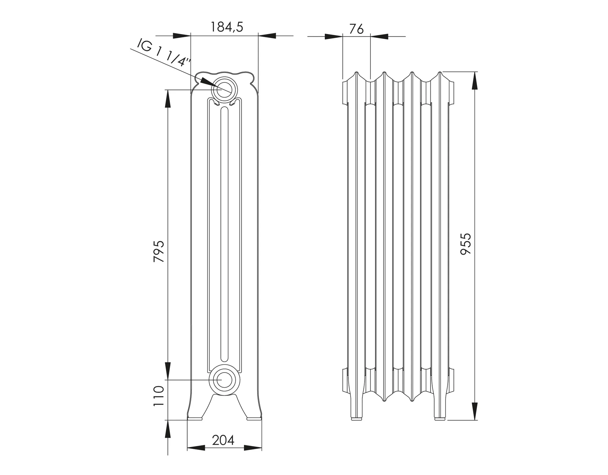 ASW Gussradiator offene Bauweise 21 Glieder Nabenabstand 795 mm „Kopenhagen“ mit Standfüßen 159,6 × 95,5 × 18 cm ASW Gussradiator offene Bauweise 21 Glieder Nabenabstand 795 mm „Kopenhagen“ mit Standfüßen 159,6 × 95,5 × 18 cm
