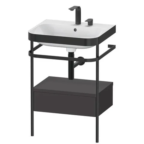 Duravit Waschtischunterschrank mit Metallkonsole „Happy D.2 Plus“ 57,5 × 85 × 49 cm Graphit Supermatt