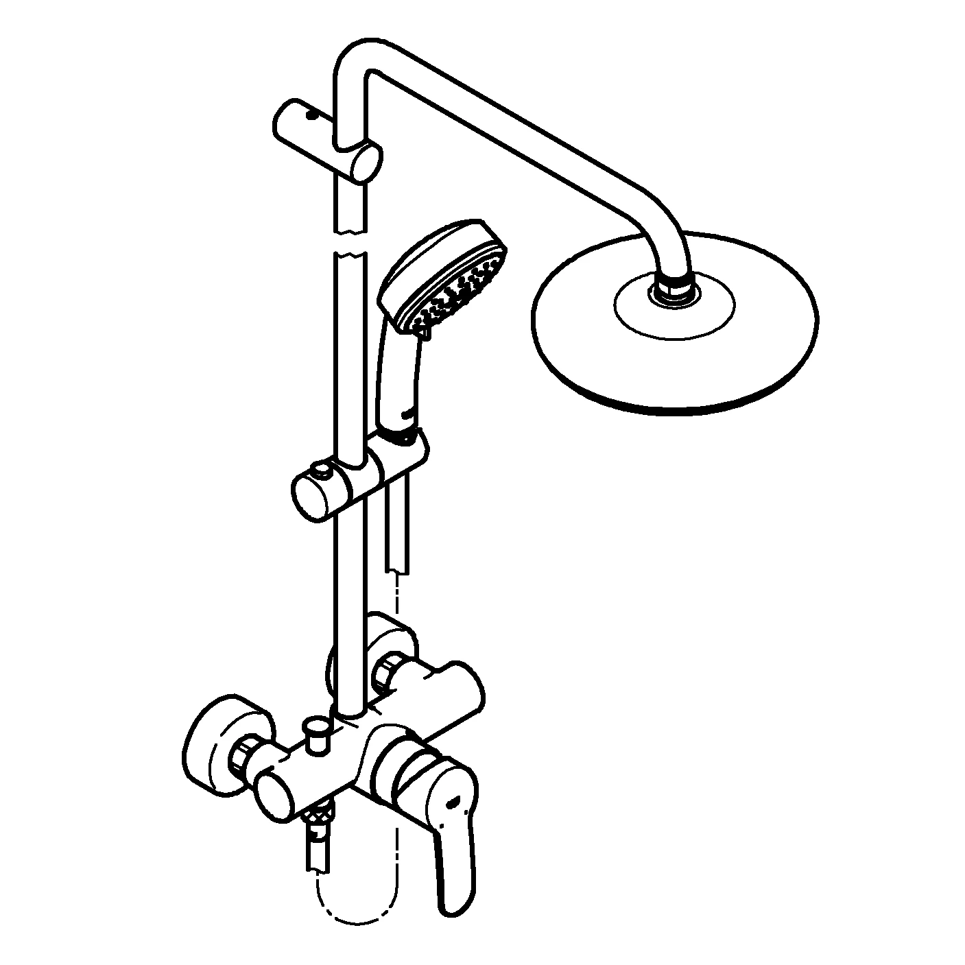 Duschsystem Tempesta Cosmopolitan System 210 26224_1, mit Aufputz-Einhandmischer, Wandmontage, chrom