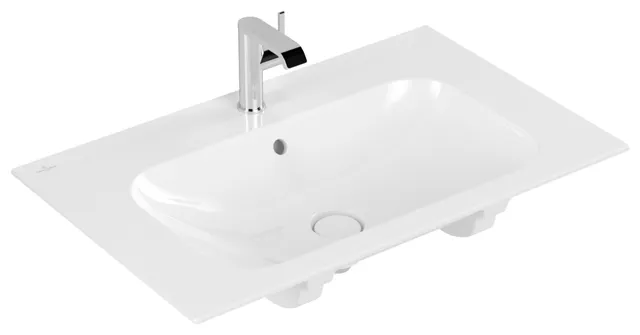Villeroy & Boch Schrankwaschtisch aus TitanCeram „Finion“ 800 × 500 × 160 mm, mit Hahnlochbohrung, Hahnlochposition mittig in Weiß Alpin, mit CeramicPlus Villeroy & Boch Schrankwaschtisch aus TitanCeram „Finion“ 800 × 500 × 160 mm, mit Hahnlochbohrung, Hahnlochposition mittig in Weiß Alpin, mit CeramicPlus
